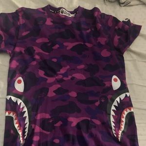 Bape purple camo shark tee